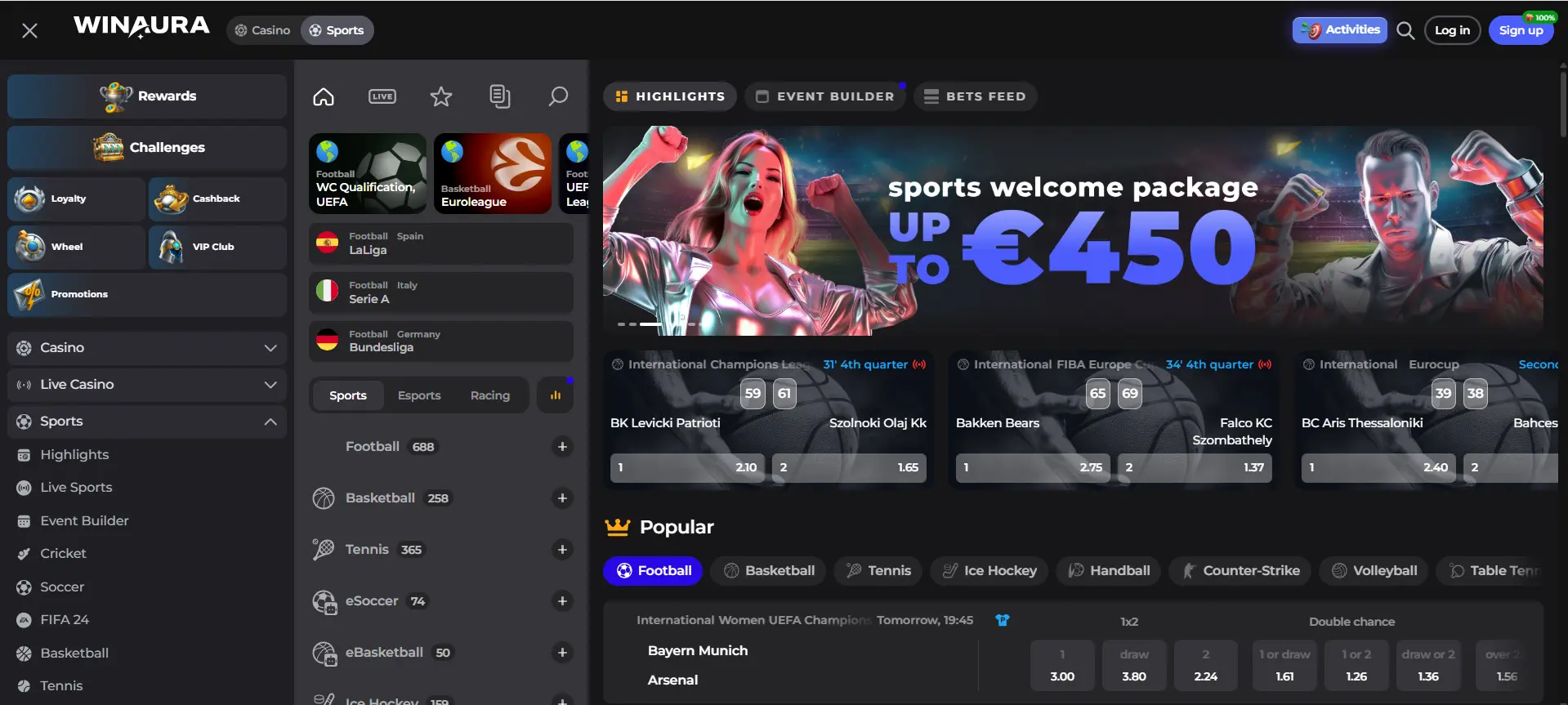 Apuestas deportivas de Winaura